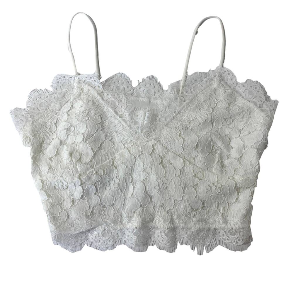 SHEIN White Lace Spaghetti Strap Crop Top Bralette Small